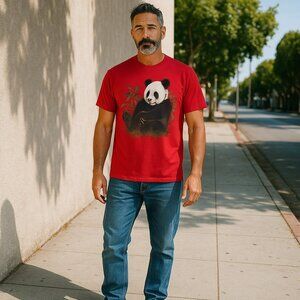 Screen Star Best Vintage 1980 Mens Large Red Panda T Shirt Tee Short Sleeve L